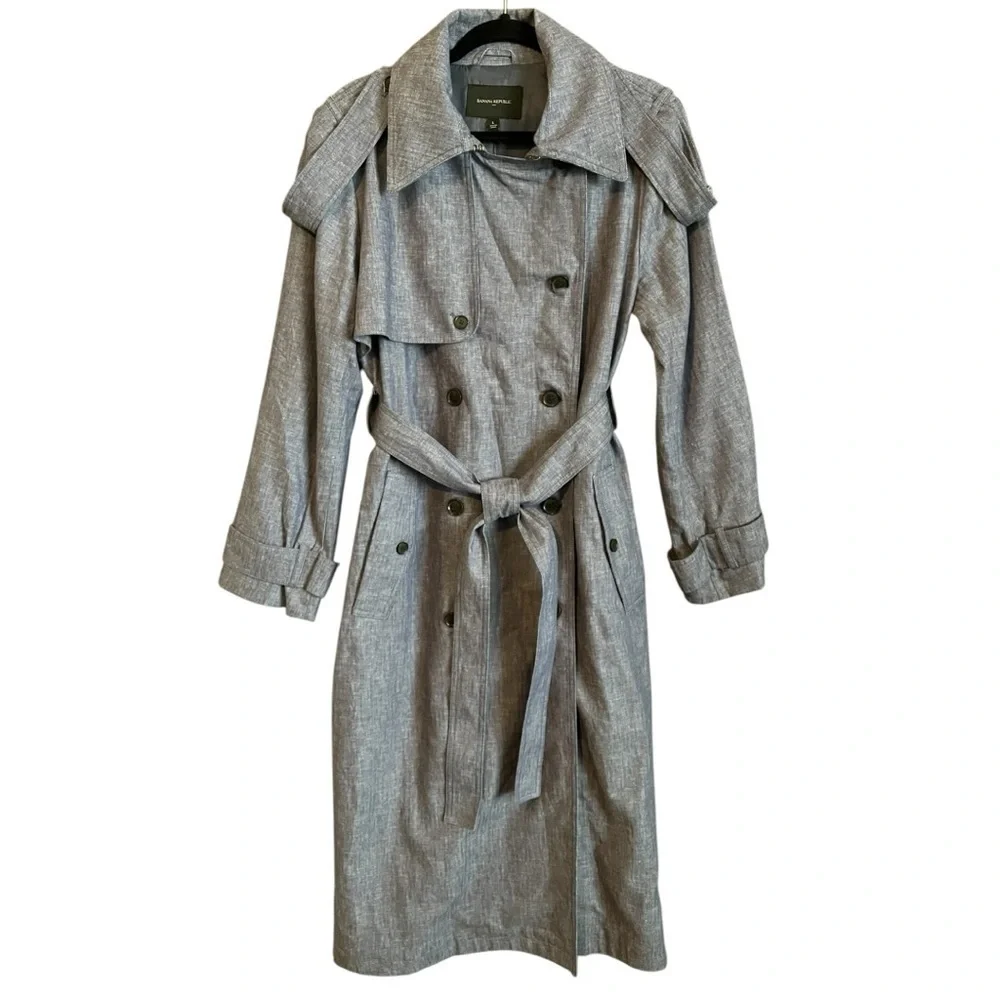 Banana Republic Classic Herringbone Linen Blend Trench Coat